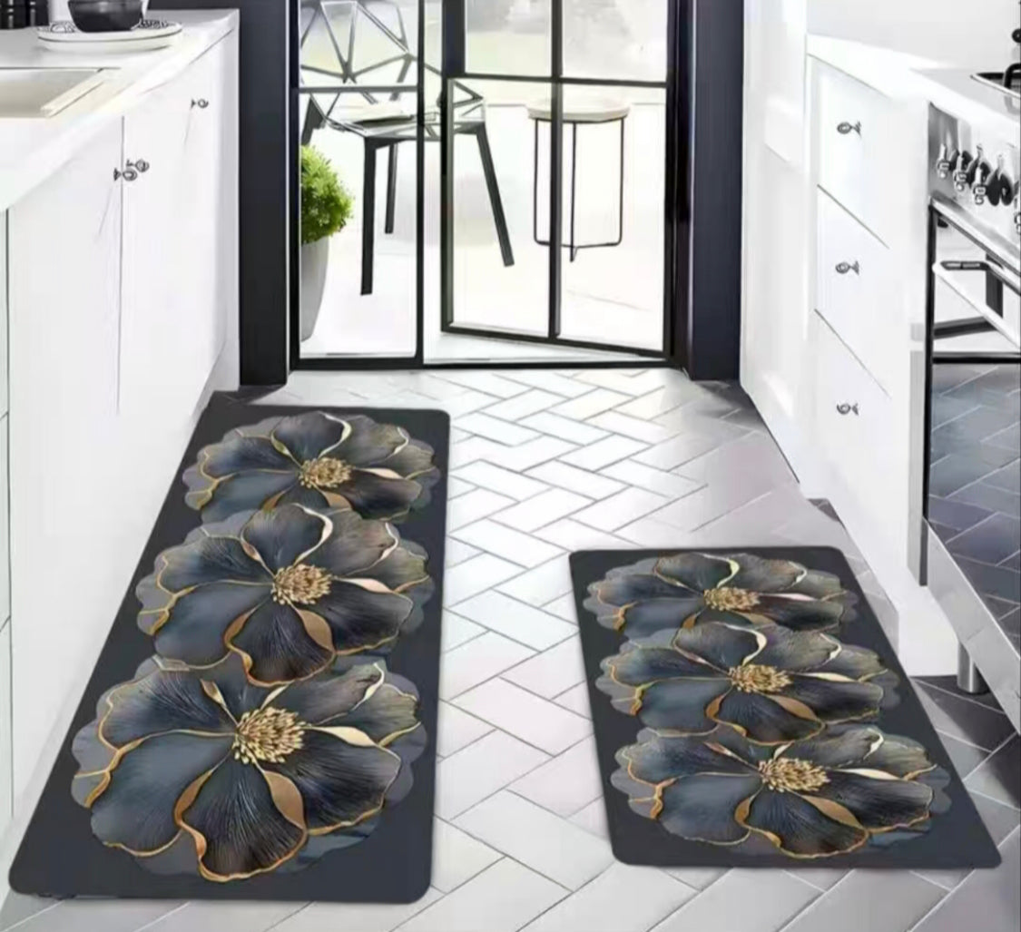 2Pcs Water Absorbent Kitchen Mat, Kitchen Mat Bedroom Long Rug, Anti Slip Floor Mat, Modern Kitchen Mat
