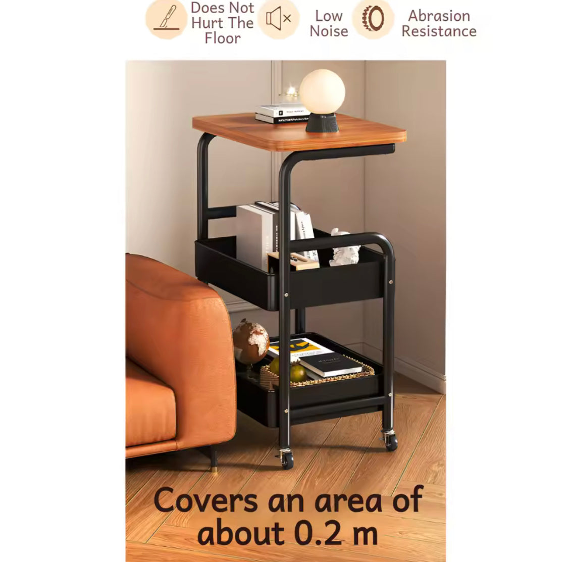 Movable Household Storage Cart, Household Multilayer Storage Rack With Wheels, Storage Rack With Table Board