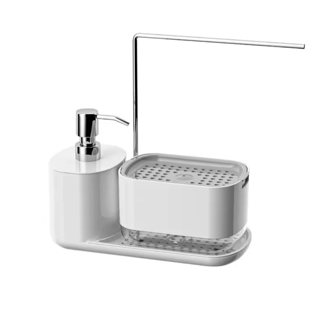 Manual Soap Dispenser With Sponge Holder, Kitchen Countertop Soap Dispenser Rack, Daily Wash Kitchen Caddy