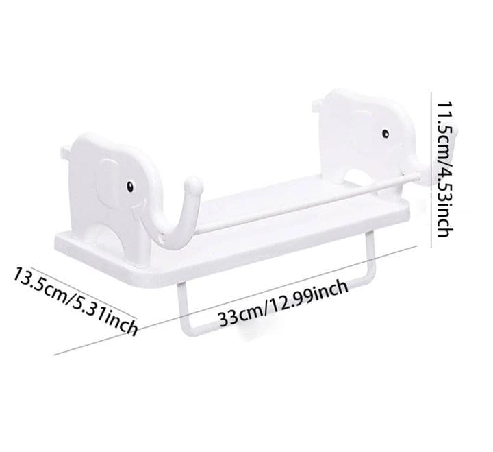 Elephant Rack With Towel Holder, Wall Mounted Elephant Floating Rack, Kitchen Bathroom Storage Shelf, Multifunctional Wall Storage Rack For Shampoo Soap Spices, Self Adhesive Wall Organizer, Multipurpose Household Wall Hanging Storage Rack