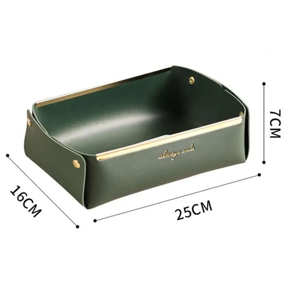 Folding Jewellery Tray, Sundries Storage Tray, Collapsible Faux Leather Large Capacity Sundries Organizer Box, Nordic Style Leather Organizer, Rectangle Desktop Organizer Box, Multipurpose Catchall Tray for Key Jewelry, Desk Dresser Top Organizer