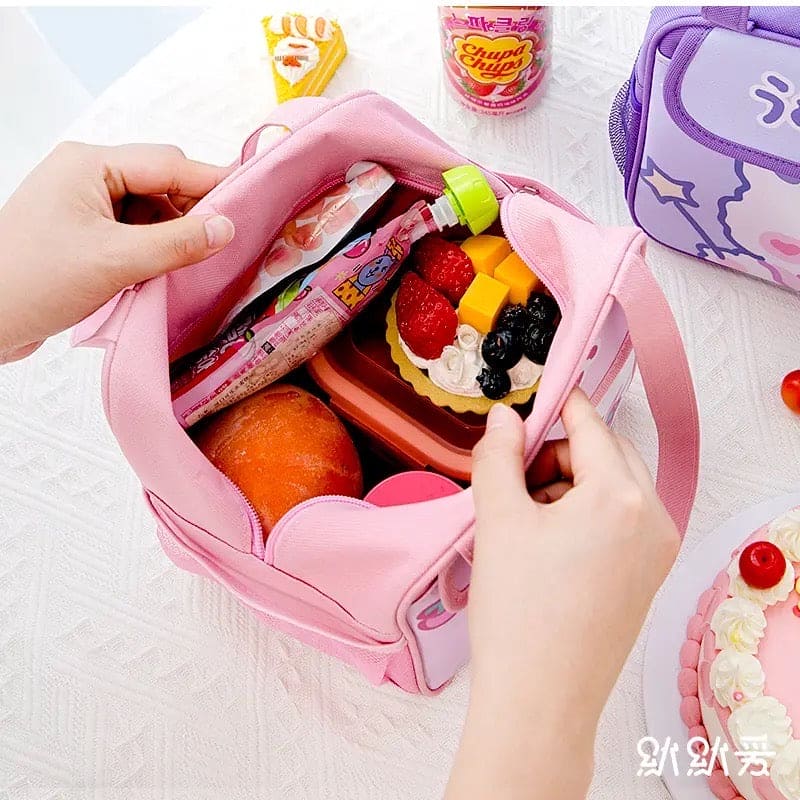 Kindergarten Lunch Bag, Cartoon Insulated Lunch Bag, Multipurpose Cute Aesthetic Pouch, Picnic Travel Breakfast Thermal Food Bag, Portable Bento Meal Bag, Elementary School Lunch Bag, Waterproof Oxford Cloth Thermal Bag