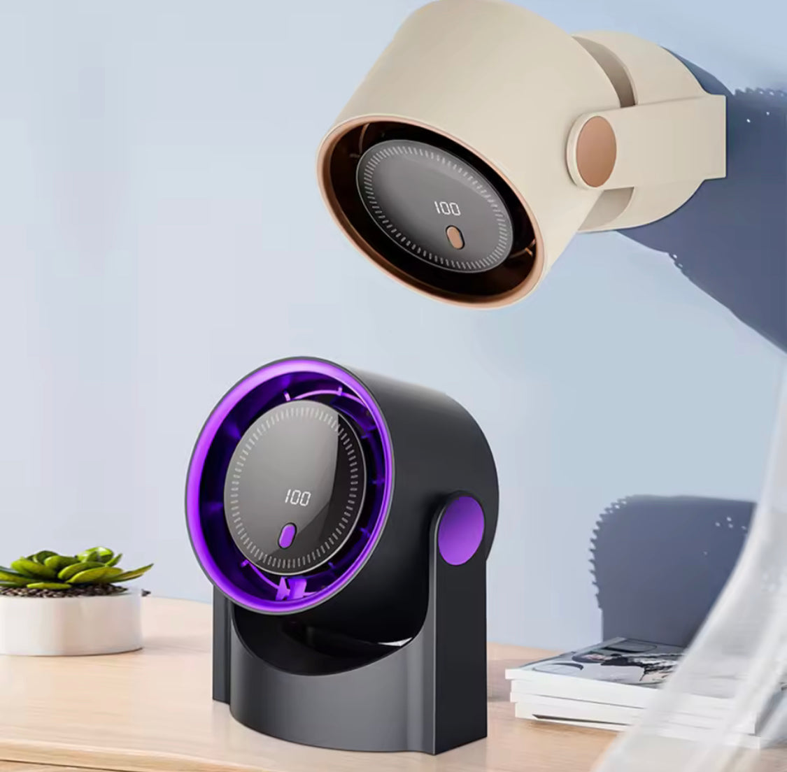 Rechargeable Desk Fan with Digital Display, Wall Mounted Air Conditioner Table Fan, Multifunction Bladeless Fan