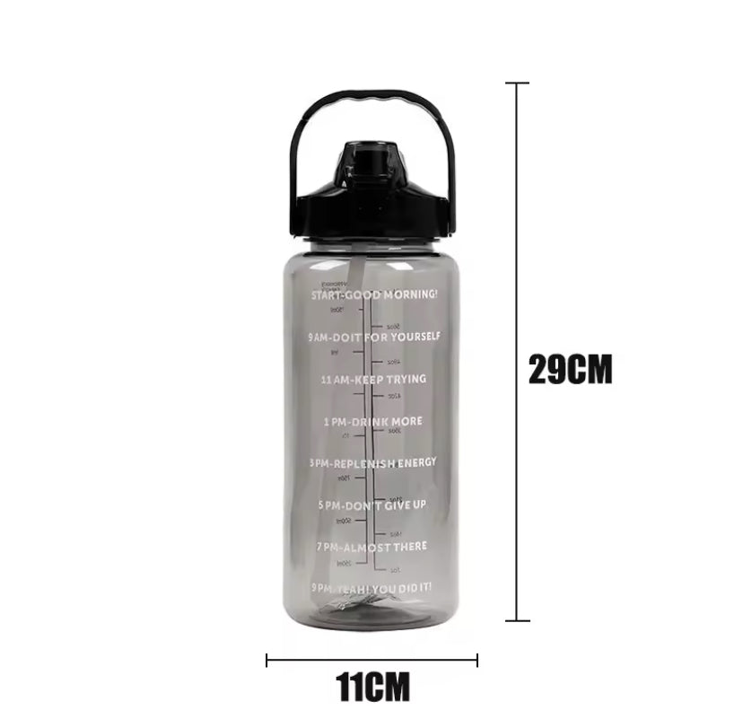 2L Portable Travel Water Bottle With Straw, Transparent Refillable Leakproof Water Bottle, Flip Lid Drink Jug, Water Flask Drinking Bottle