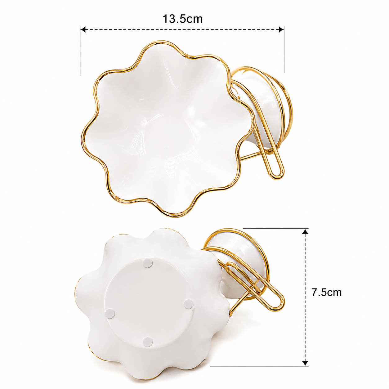 Elegant 2 Tier Serving Bowl Stand, Wave Design 2 Tier Serving Bowl, Classic White Gold Serving Stand, Elegant Multi Purpose Serving Bowl