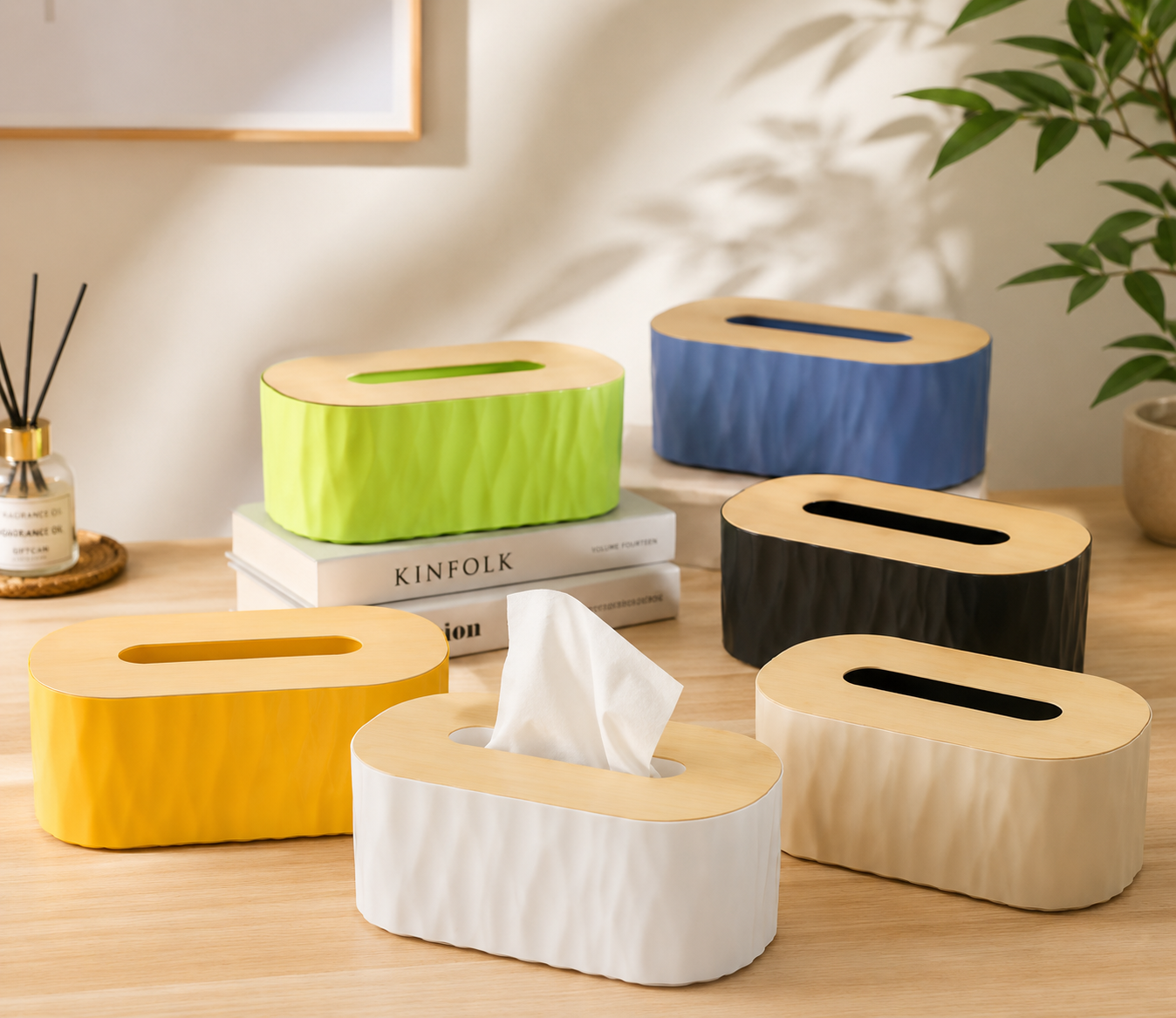 Luxury Tissue Box With Wooden Lid, Oval Tissue Box Holder, Modern Tissue Box Cover, Tabletop Tissue Holder