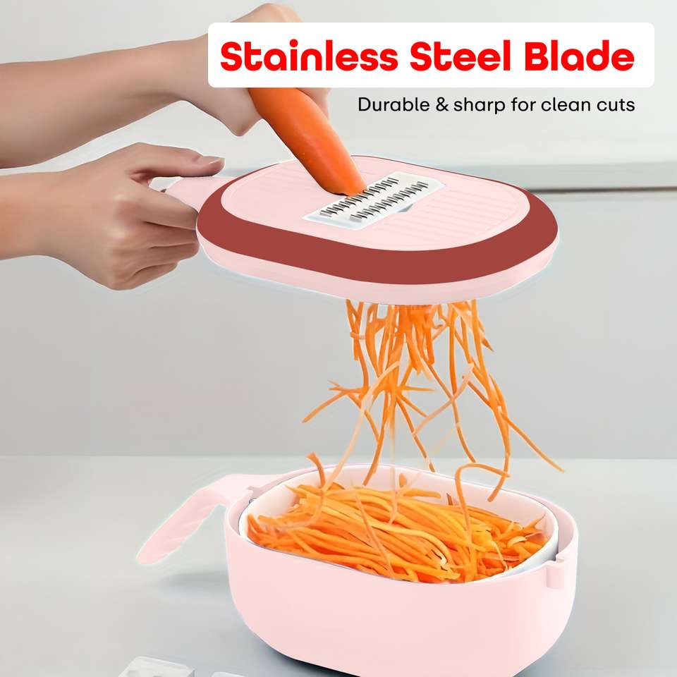 Multifunctional Vegetable Slicer with Drain Basket, Manual Hand Food Chopper, Vegetable Slicer With Storage Container, Kitchen Gadgets