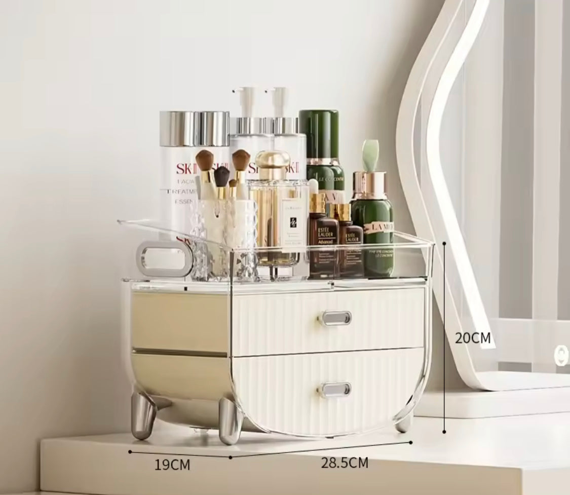 Drawer Type Cosmetics Storage Box, Transparent Dust Proof Cosmetic Organizer, Stackable Cosmetic Storage Box
