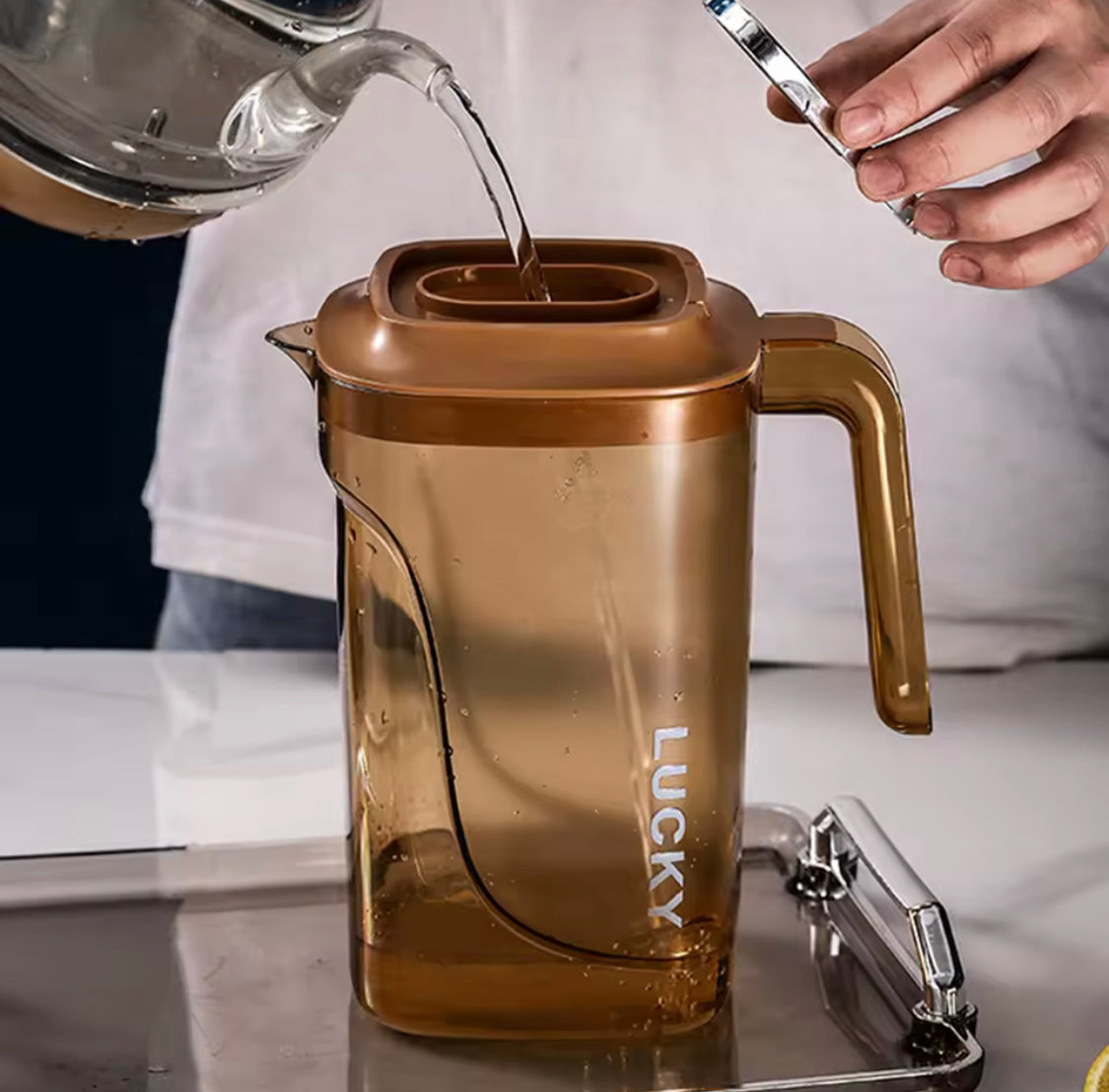 Large Capacity Transparent Water Juice Jug, Heat Resistant Juice Containers, Transparent Glass Water Mug