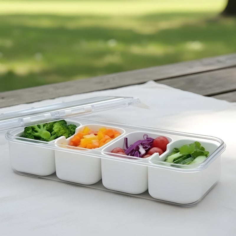 4 Grid Refrigerator Storage Box, Transparent Food Storage Box, Fruit And Vegetable Storage Box