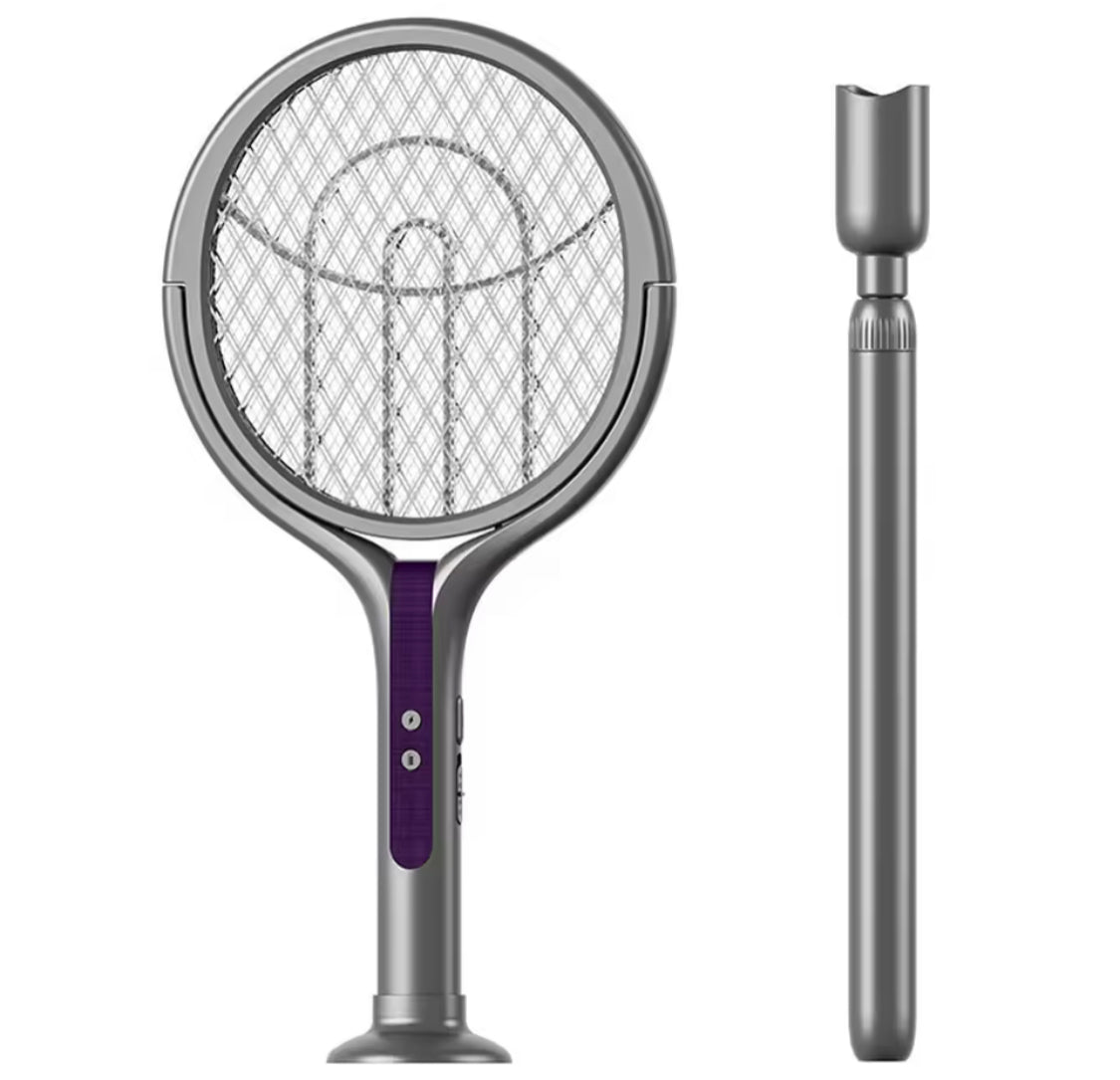 Telescopic Rechargeable Mosquito Swatter Racket, Extendable Head Bug Zapper Racket, Mosquito Trap Lamp, Home Bug Insect Racket, Electric Fly Swatter Racket