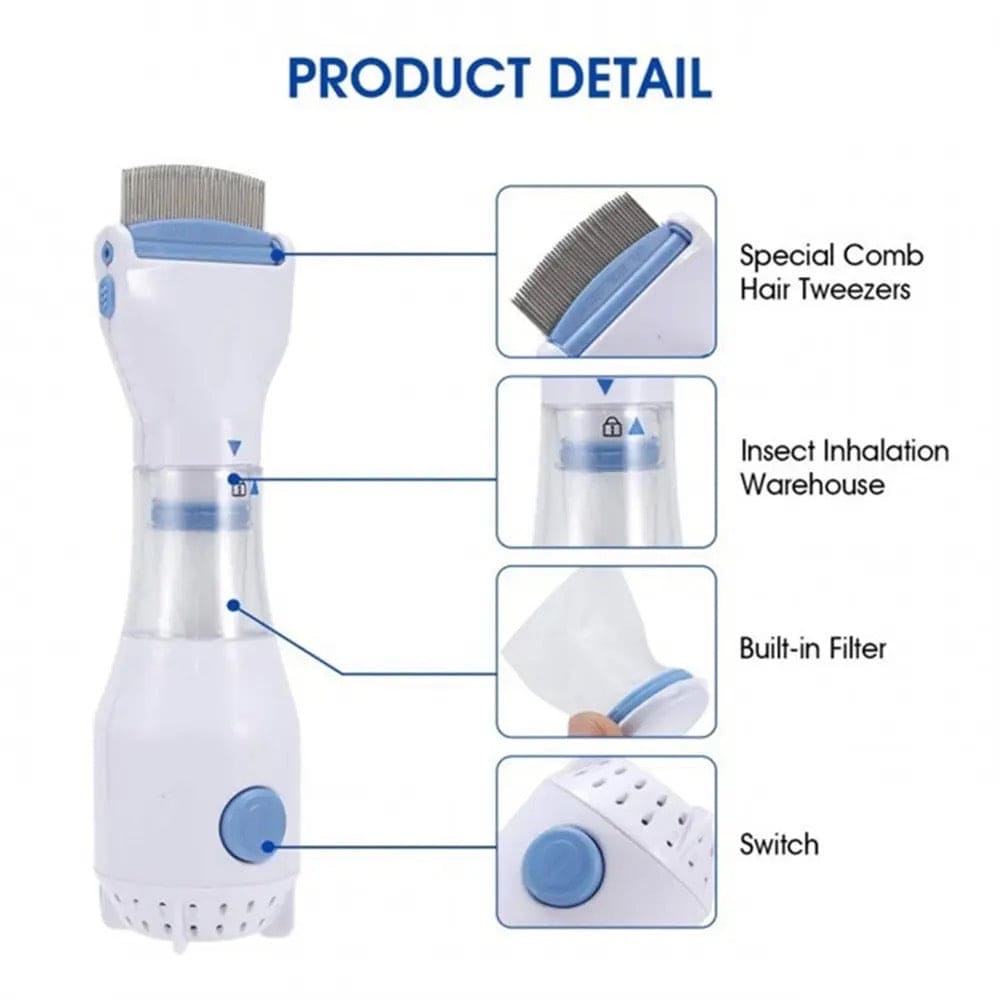 Electric Lice Remover, Portable Lice Comb, Anti lice Removing Device, Fleas Removal Comb For Dogs Cats Pet, Head Lice Remover Machine, Filter Trap Head Lice Catcher, Multipurpose Electric Vacuum Comb
