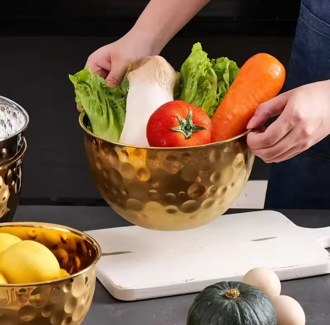 Creative Stainless Steel Fruit Bowl, Multipurpose Salad Bowl, Baking Mixing Bowl, Kitchen Cooking Essentials