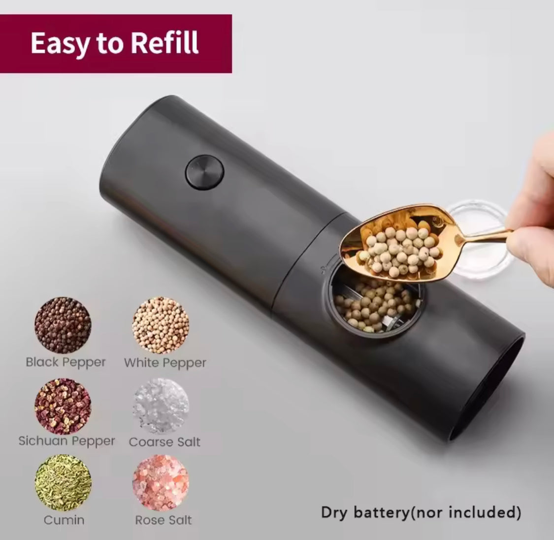 Cell Operated Salt And Pepper Grinder, Multigrain Mini Grinder, Kitchen Seasoning Gadget