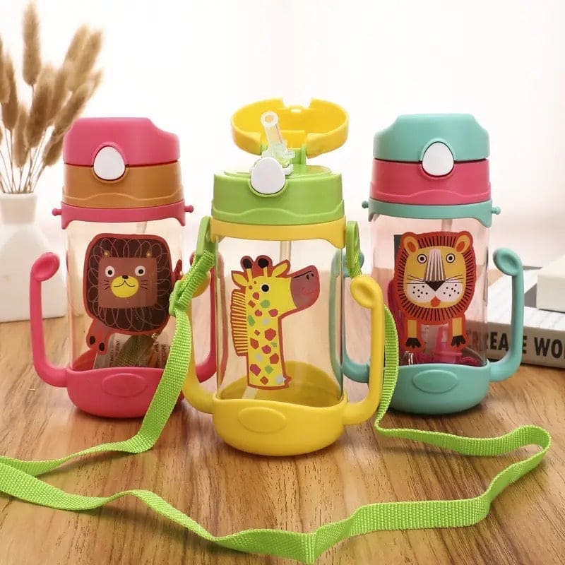 400ml Kids Water Sippy Cup With Straw Cartoon Leakproof Bottles Outdoor  Portable