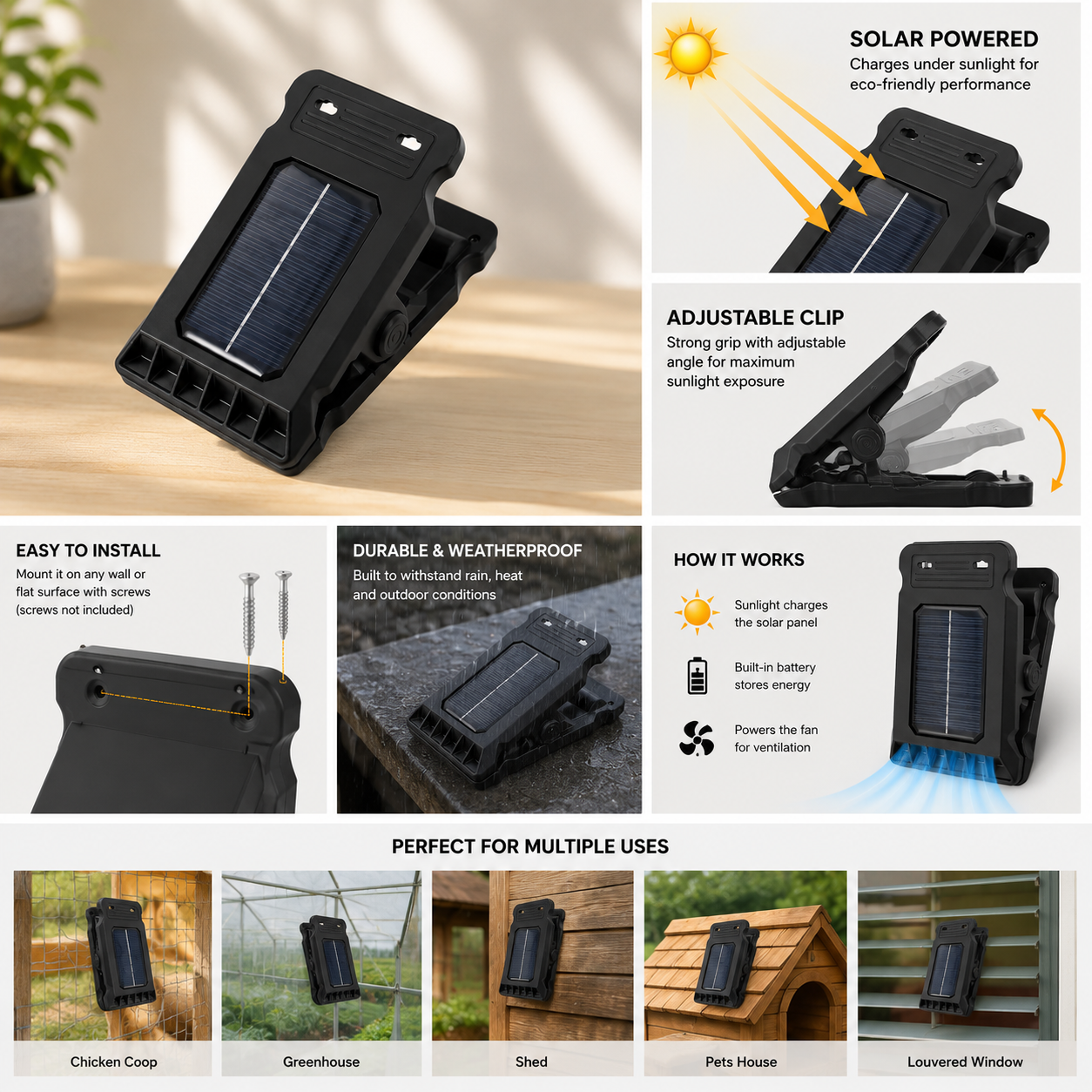 Outdoor Solar Clip Light, Waterproof Garden Solar Lights, Outdoor Solar Clip Lights