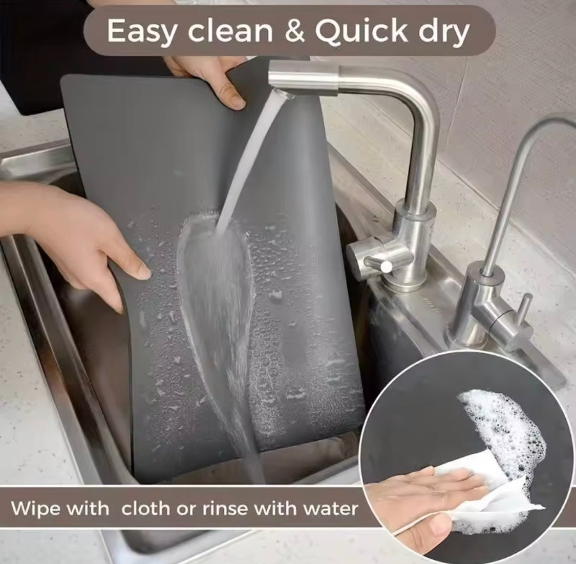 Kitchen Absorbent Tableware Drainage Mat, Waterproof Kitchen Countertop Drying Mat, Non Slip Waterproof Dish Drying Rack