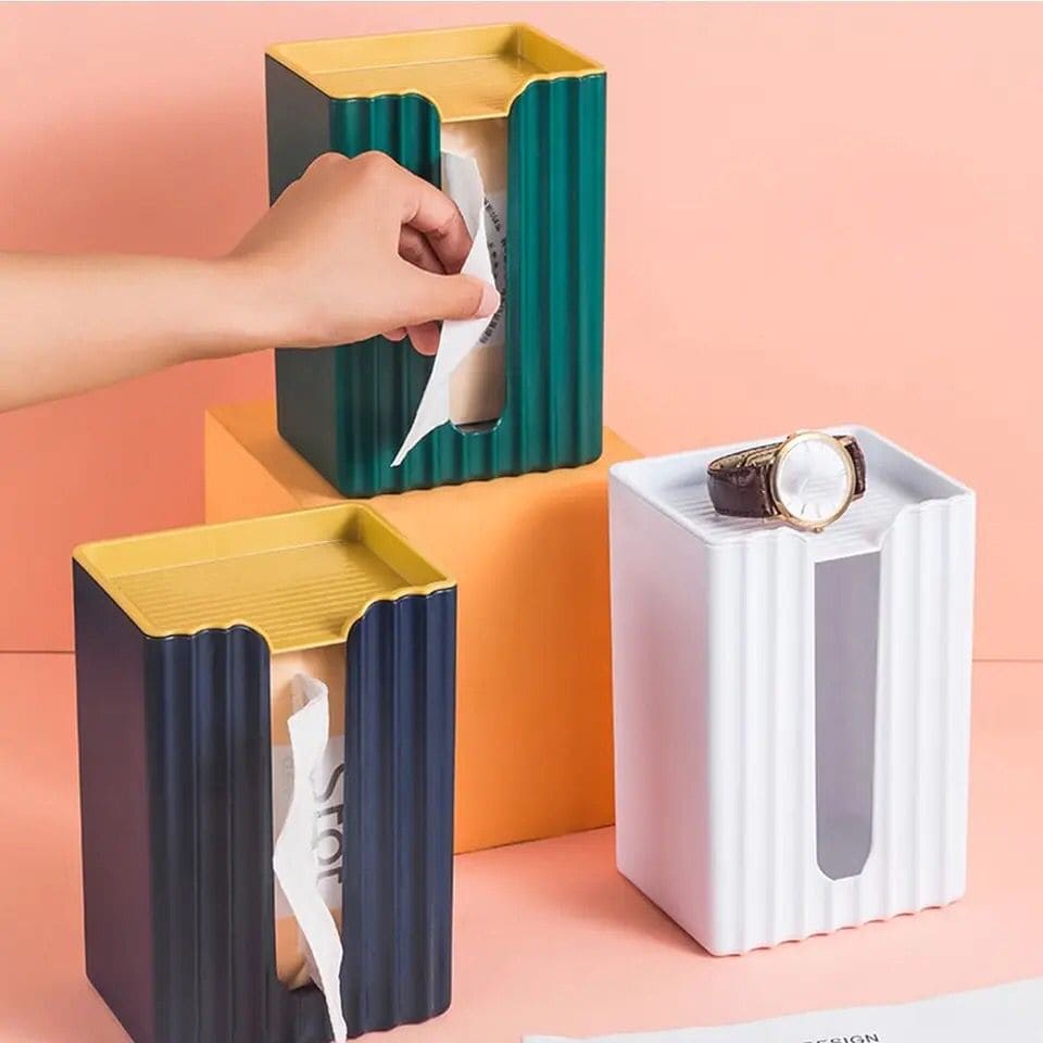 Funky Facial Tissue Box, Wall Mounted Napkin Holder, Self Adhesive Simple Paper Shelf, Nordic Luxury Tissue Box, Rectangular Plastic Tissue Paper Holder, Tissue Storage Box with Storage Shelf, Folded Hand Towel Dispenser