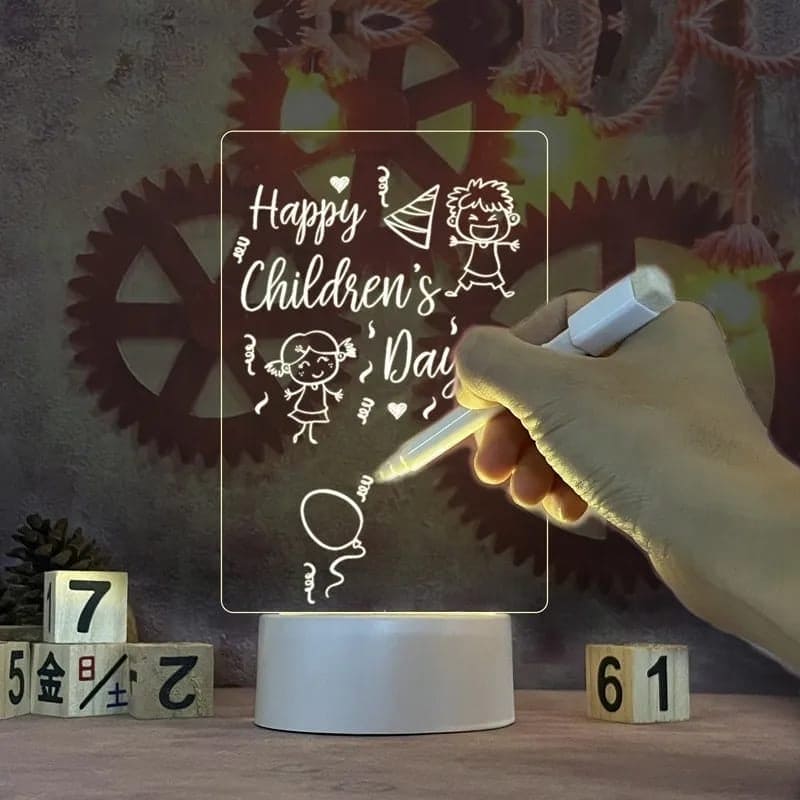 Writing Led Lamp, Led Note Board, Acrylic Erasable Message Small Board, Creative Led Night Light USB Message Board With Pen, Decoration Night Lamp, Rewritable Message Board with Warm Soft Light, LED Photocopying Table Drawing Board