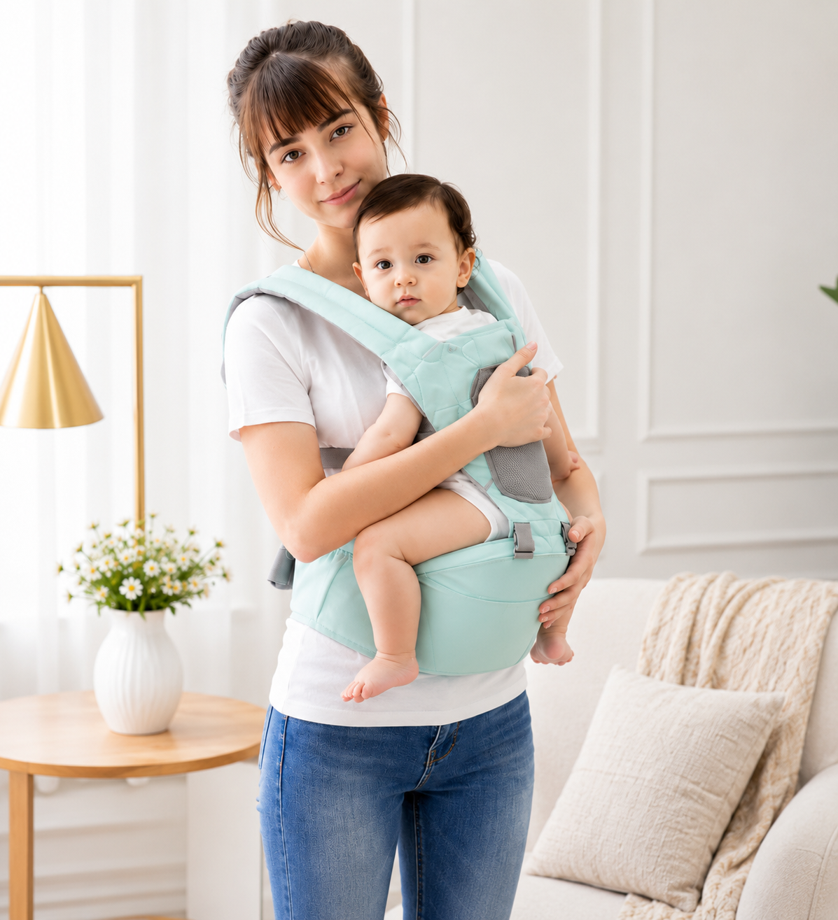 4 In 1 Baby Carrier with Hip Seat, Ergonomic Baby Hip Seat Carrier with Waist Support, Lightweight Baby Hip Seat Carrier with Padded Shoulder Straps