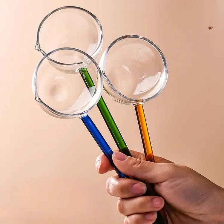 Colored Deep Soup Spoon, Long Handle Borosilicate Glass Spoon, Heat Resistant Mouth Seasoning Coffee Spoon, Transparent Stirring Cocktail Teaspoon, Kitchen Dishwasher Safe Soup Ladle Spoon for Kitchen Hot Pot Buffet