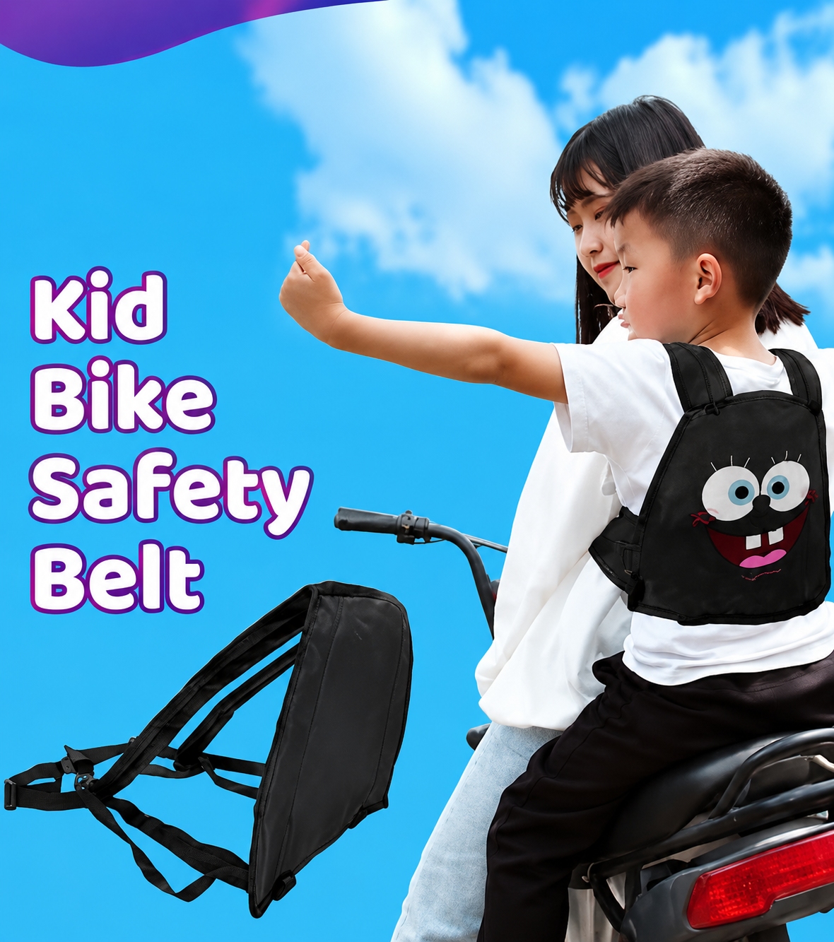 Kid Bike Safety Belt, Kids Support Belt, Child Riding Harness, Little Explorer Bike Belt