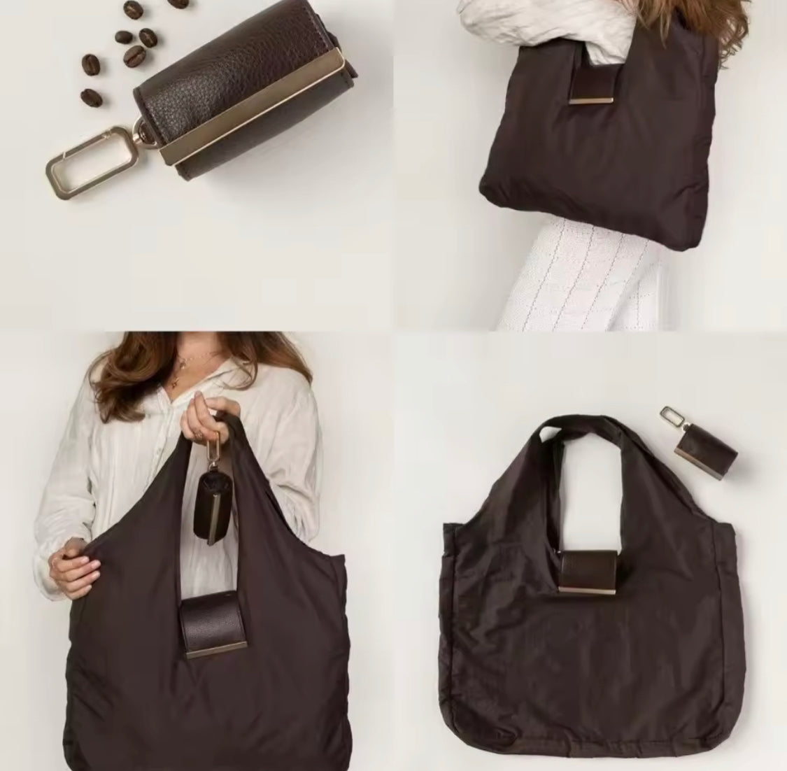 Foldable Mini Keychain Bag, Large Capacity Handbag, Expandable Reusable Bag