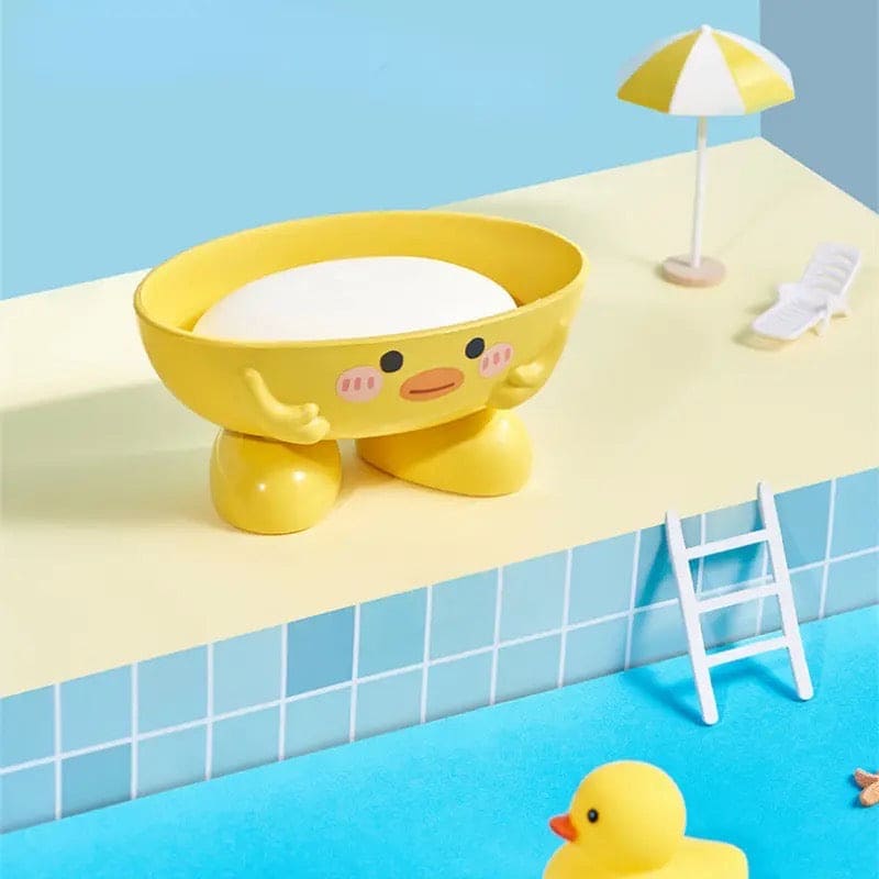 Eco Friendly Duck Soap Drain Box, Multifunctional Drain Soap And Sponge Holder, Cute Cartoon Oval Shaped Soap Dish