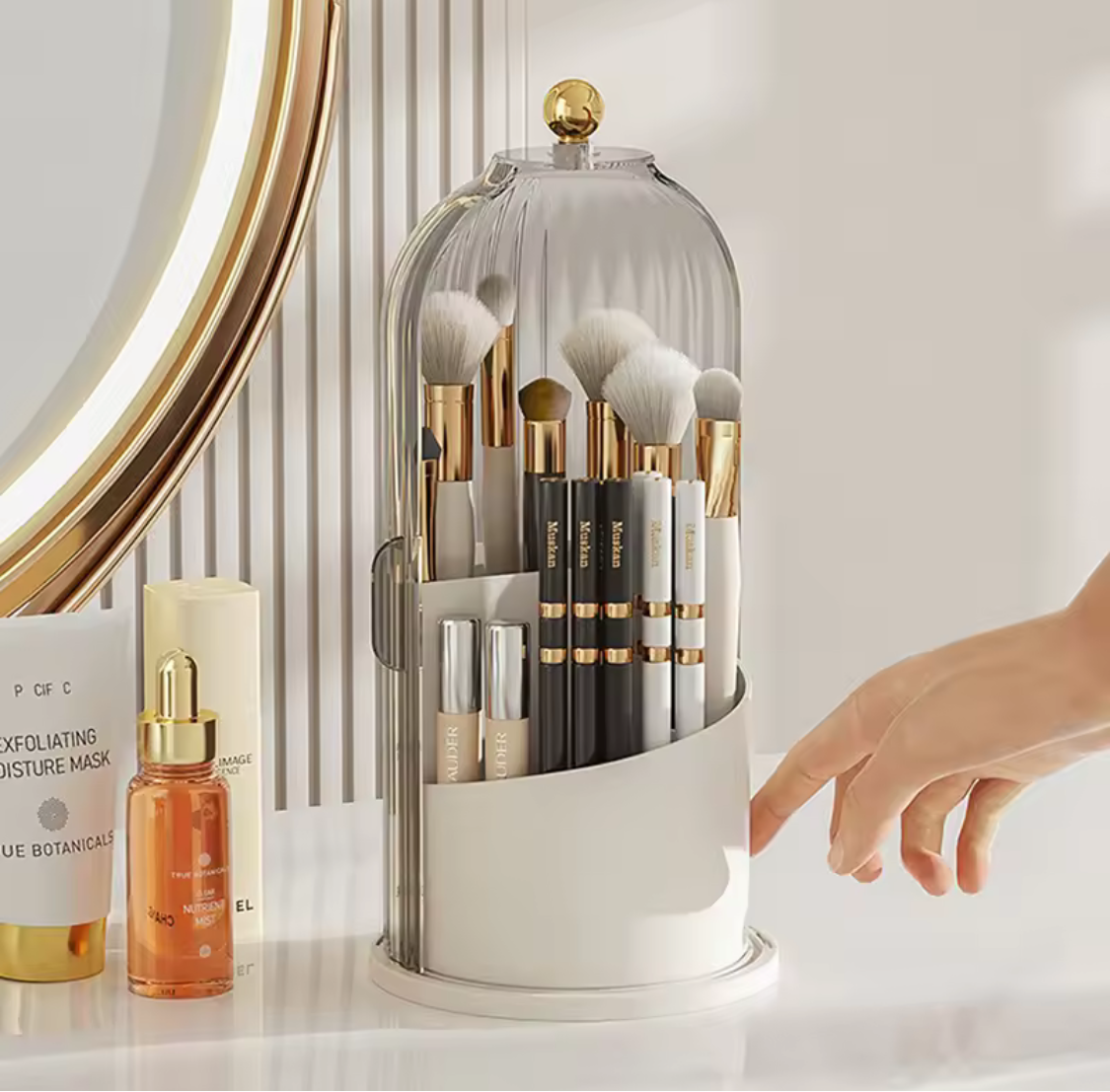 360° Cage Shape Rotating Makeup Brush Holder, Cage Shape Brush Organizer, Lipstick and Eyebrow Pencil Holder, Makeup Brush Holder Organizer