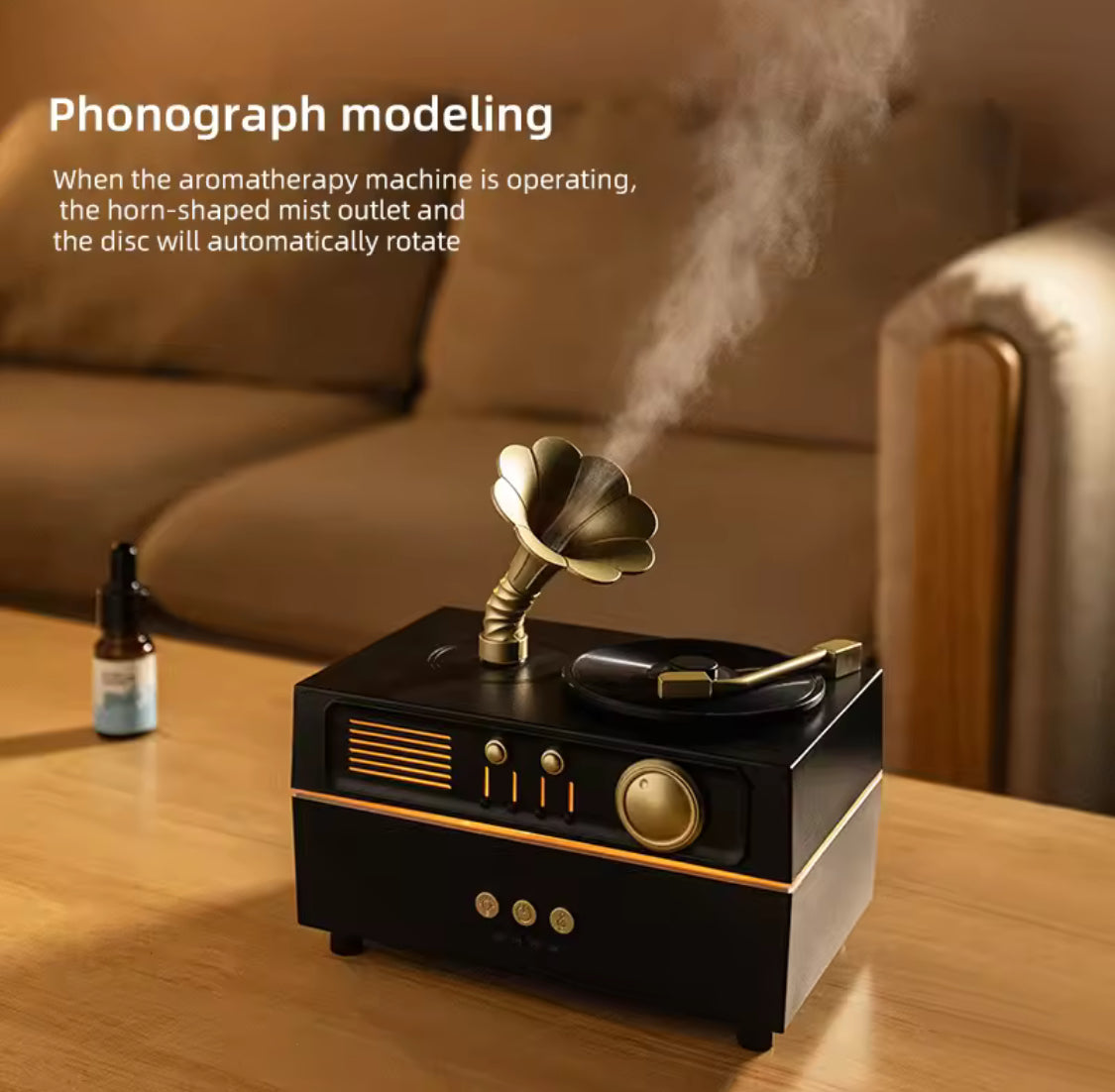 Vintage Gramophone Bluetooth Speaker With Humidifier, Retro Gramophone Air Humidifier, Aroma Humidifier, Home Office Air Purifier