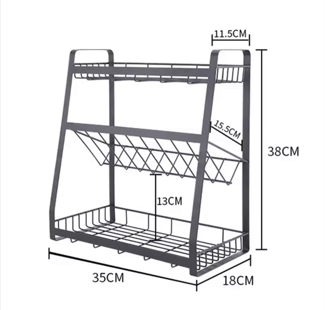 3-Tier Stackable Seasoning Rack, Multi Layer Countertop Spice Rack, Kitchen Storage Rack