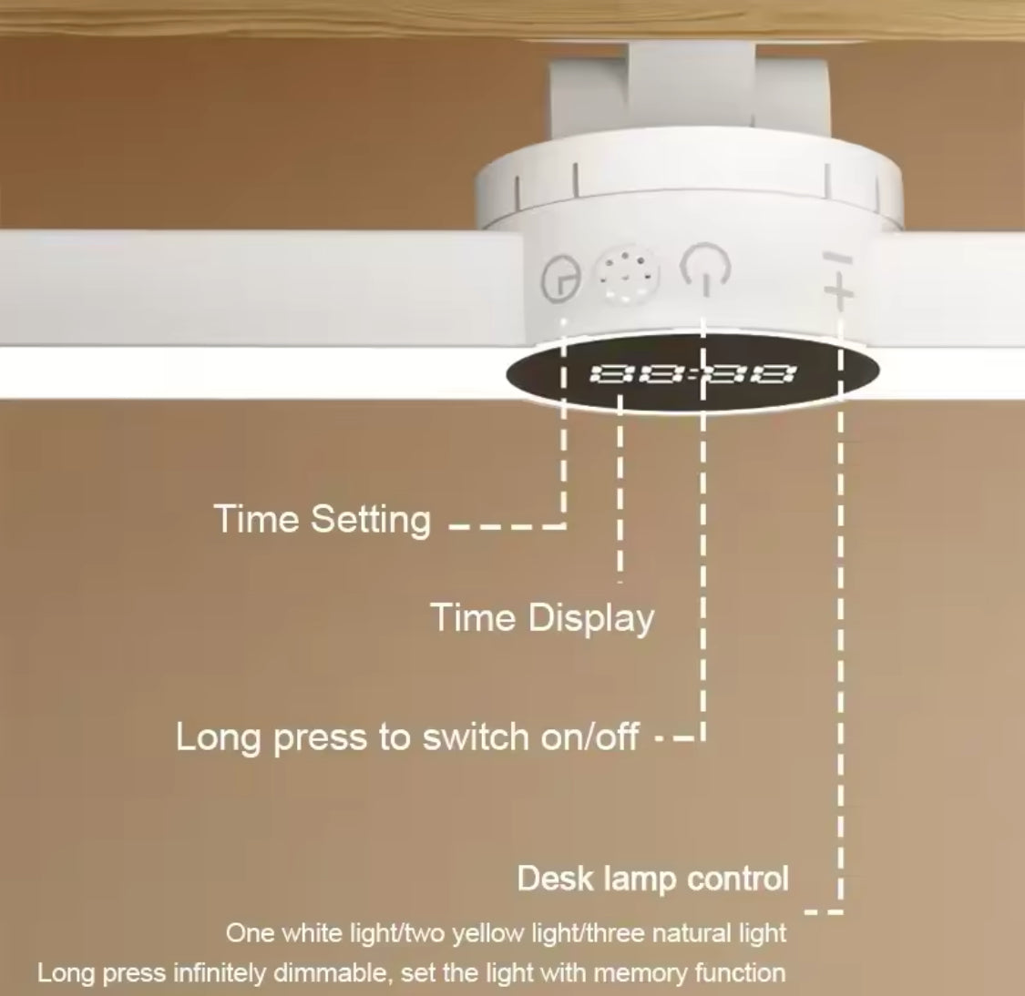 Rechargeable LED Desk Lamp, Magnetic Stepless Hanging Clock Table Lamp, Cabinet Closet Bedroom Desk Night Light
