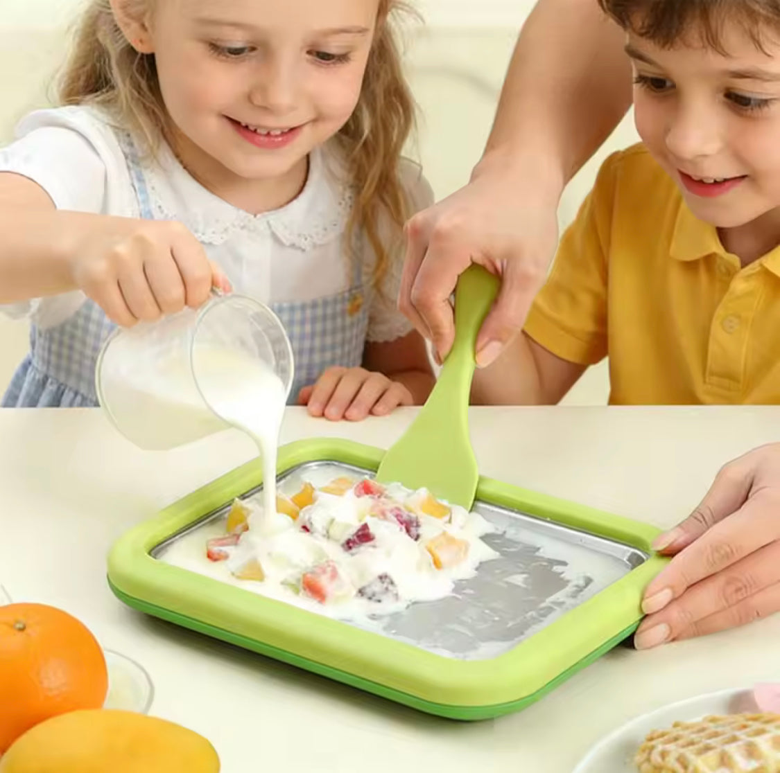 Instant Rolled Ice Cream Maker, Frozen Dessert Preparation Pan, Homemade Ice Cream Maker Tray, Homemade Ice Cream Roll Kit