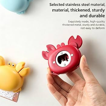 4 In 1 Magnetic Crab Bottle Opener with Mini Scissors, Multifunction Fridge Kitchen Tool with Strong Magnet, Compact Bottle Cap Opener, Kitchen Gadget