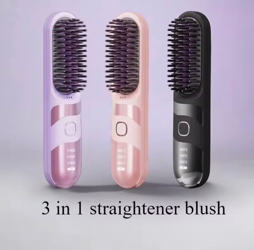 Mini Electric Hair Straightener Brush, Portable Hair Straightener Brush, Mini Travel Straightening Brush Comb