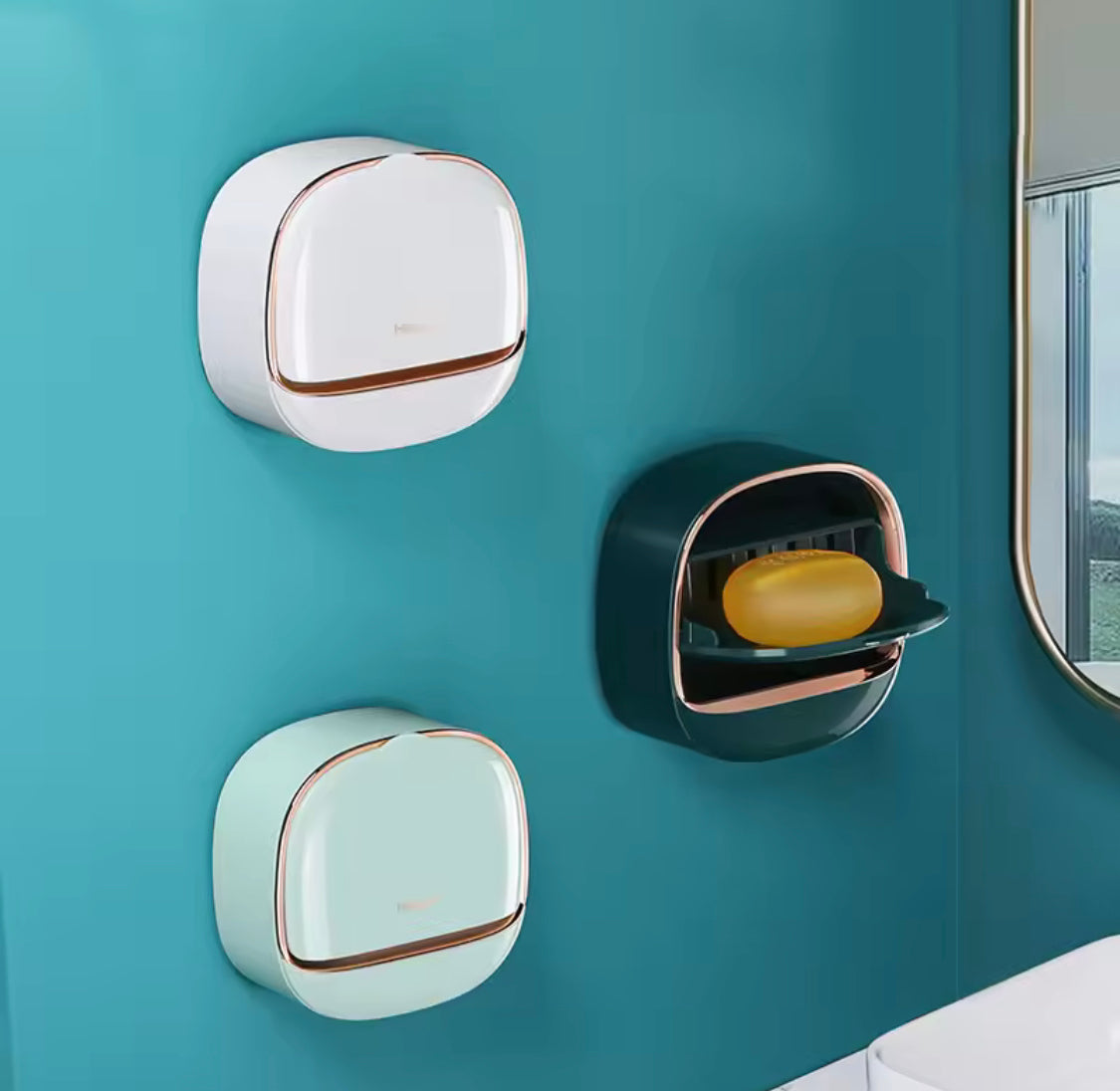 Wall Mounted Soap Box With Flip Cover, Soap Holder With Drainage Tray, Soap Holder With Lid, ABS Soap Box With Lid