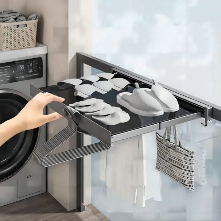 Retractable Aluminium Alloy Clothes Drying Net, Foldable Mesh Laundry Dryer with Hooks, Sturdy Clothes Rack For Balcony