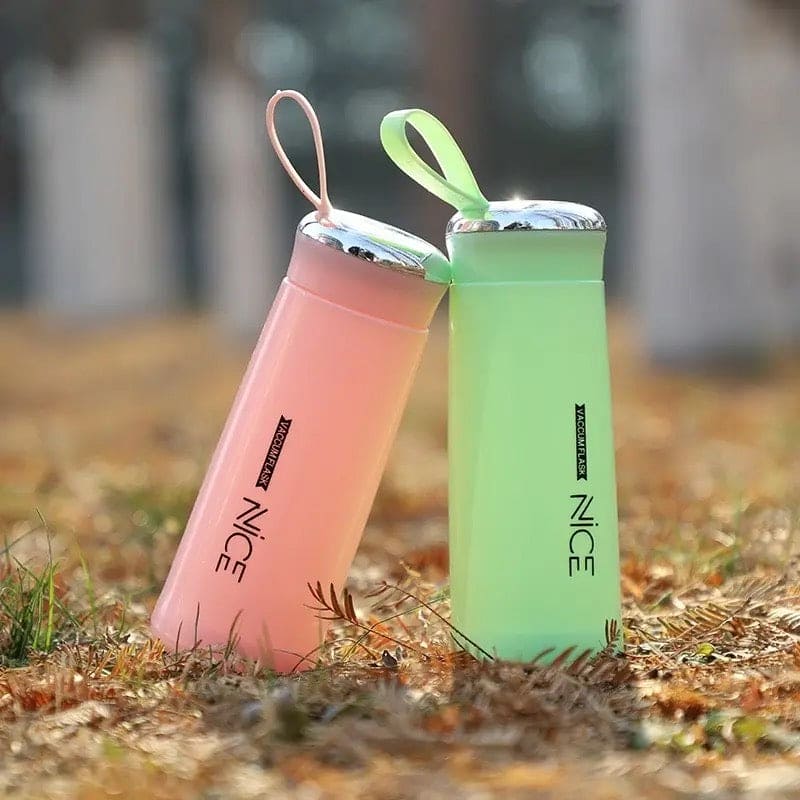 Nice Water Bottle, 400ML Glass Water Bottle, Gym Sports Cycling Water Cup, Double Layer Glass Cup, Portable Kids Beverage Bottle, Portable Travel Insulated Mug, Anti-fall Glass Bottle, Sleeve Cover Water Bottle