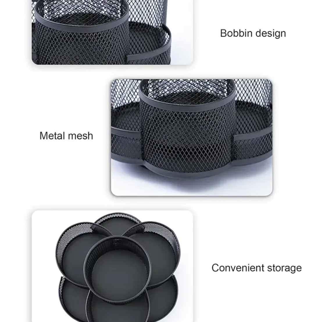 360 Degree Rotating Pen Holder, Rotating Desktop Organizer, Mesh Desk Box Pencil Case
