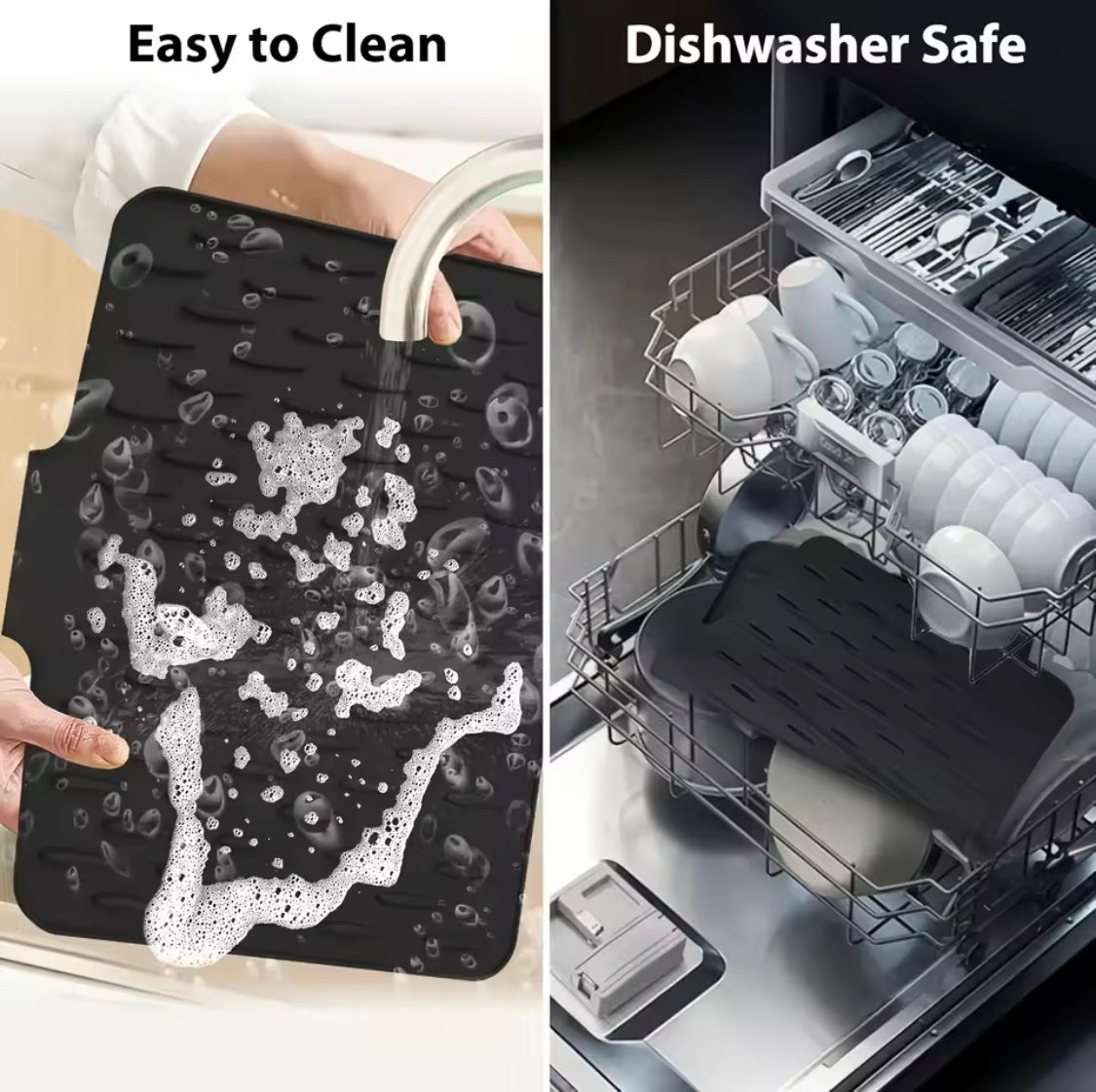 Silicone Anti Slip Kitchen Drain Matt, Waterproof Kitchen Drying Pad, Heat Resistant Silicone Drain Mat, Modern Silicone Countertop Mat