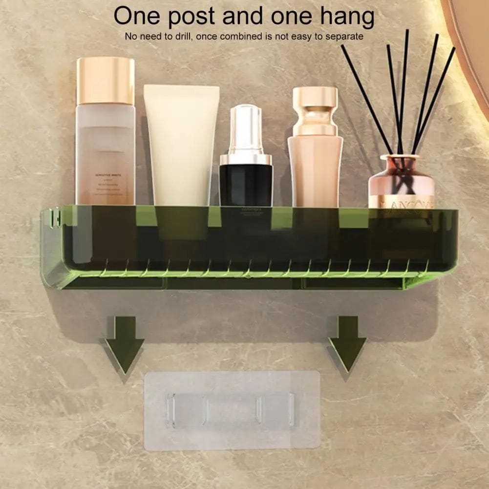 Letter Print Bathroom Storage Shelf, Wall-mounted Seasoning Keep Neat, Acrylic Sundries Storage Rack, Practical Anti-crack Storage Rack, Multifunctional Transparent Dorm Cosmetic Storage Rack, Multipurpose Countertop Basket, Bathroom Kitchen Storage Rack