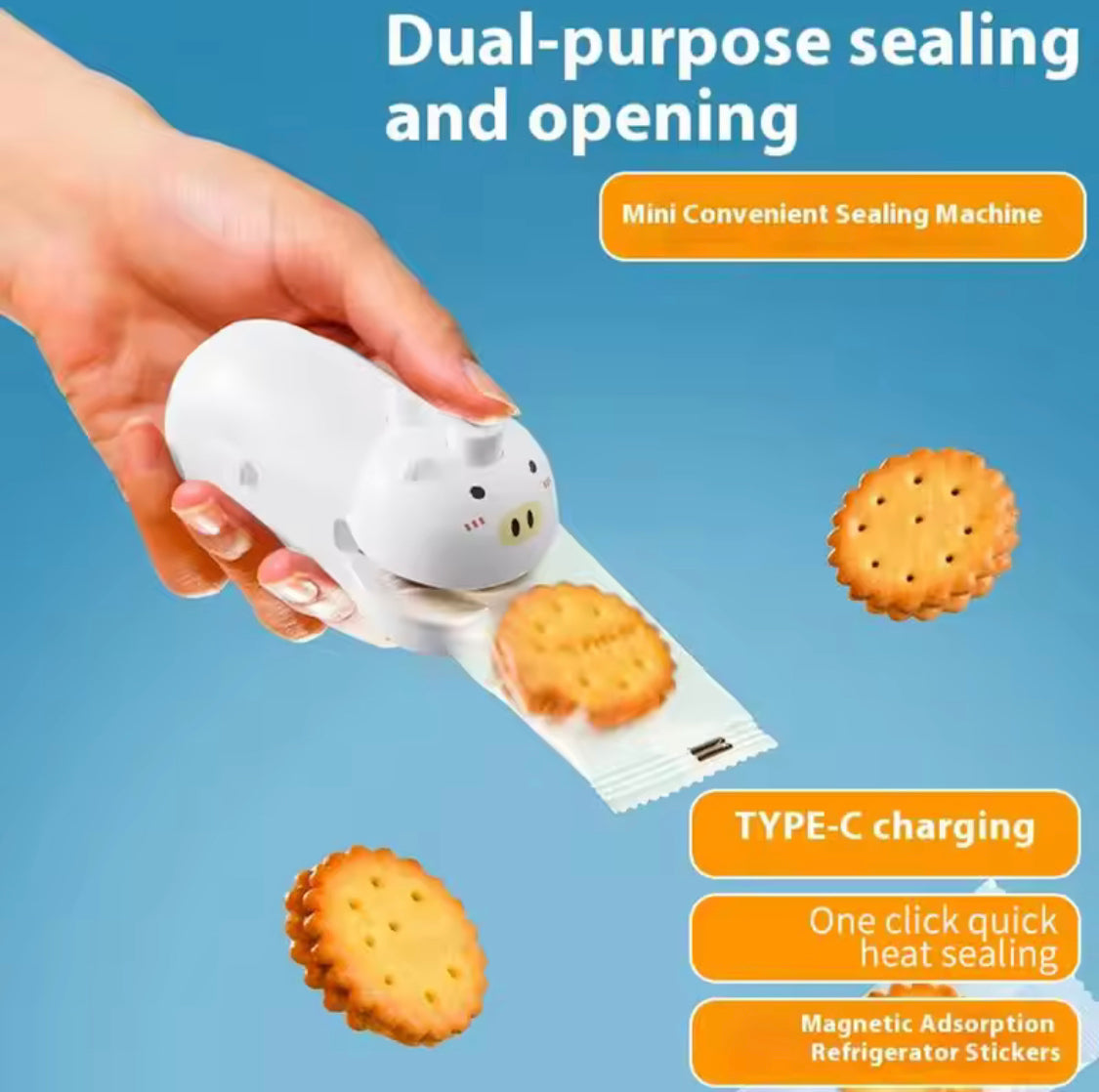 Magnetic Rechargeable Sealing Machine, Portable Airtight Bag Sealer, Handheld Plastic Bag Heat Sealer, Mini Bag Sealer With Built In Cutter Magnetic Rechargeable Sealing Machine, Portable Airtight Bag Sealer, Handheld Plastic Bag Heat Sealer, Mini Bag Sealer With Built In Cutter