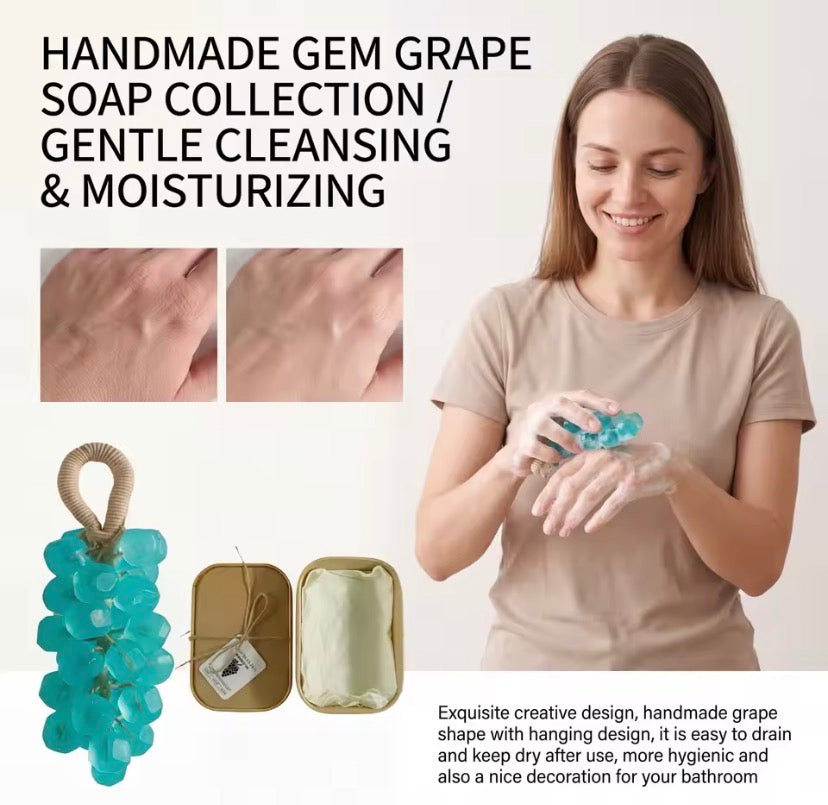 Cute Grape Shaped Hanging Bath Soap, 2 In 1 Hanging Grape Shape Soap With Air Freshener, Grape Scented Hanging Soap, Hanging Grape Freshness Soap