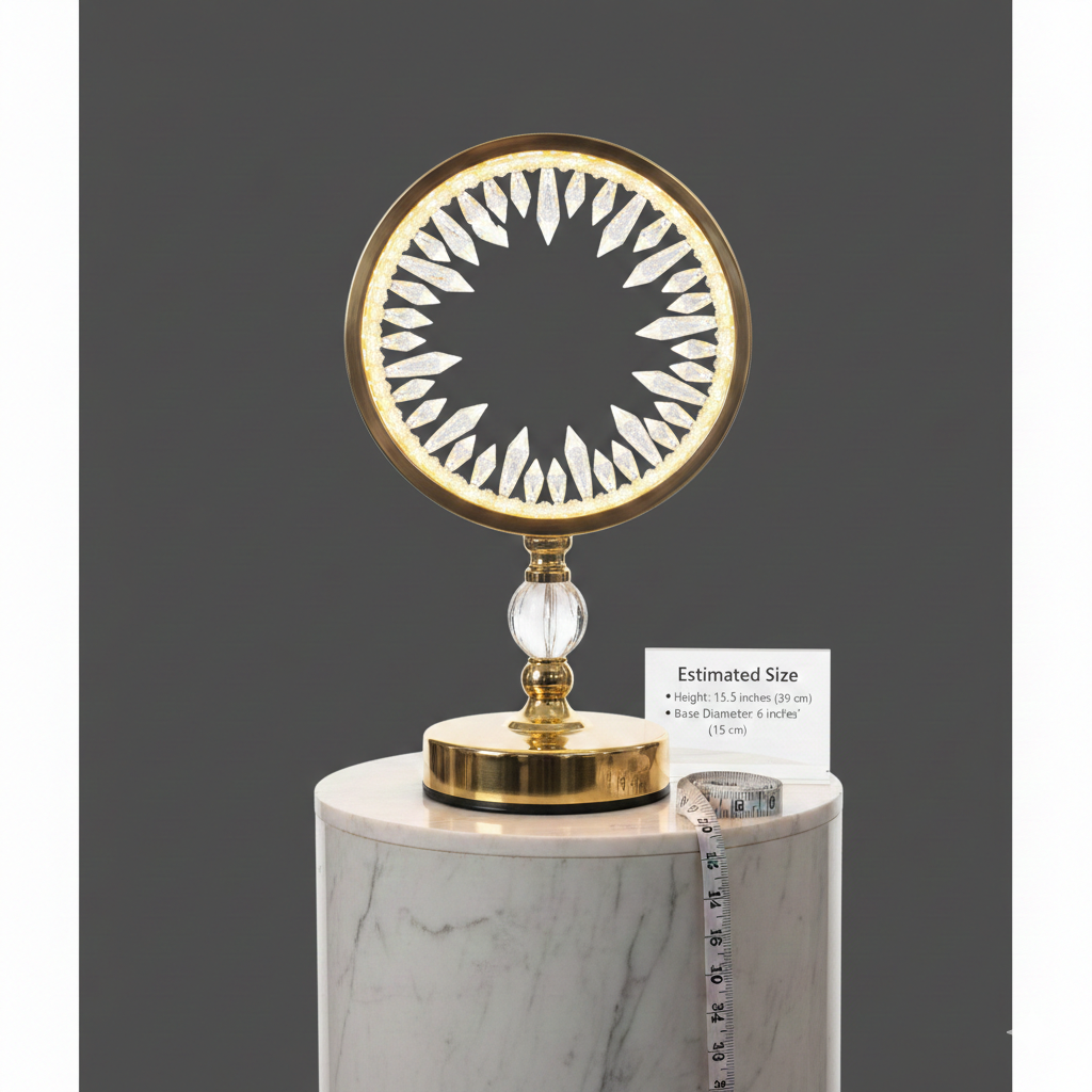 Luxury Crystal Halo LED Table Lamp, Golden Base Modern Decorative Light, Modern Crystal Desk Lamp