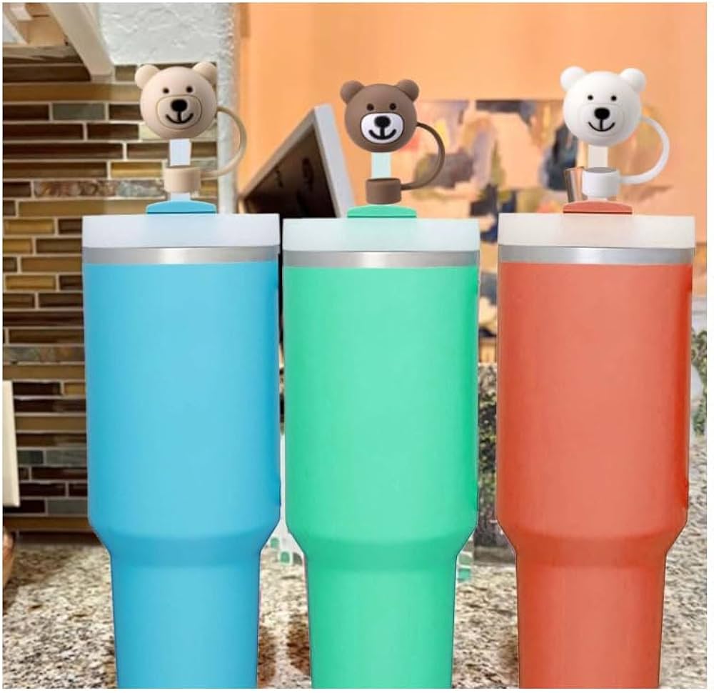 Set Of 3 Silicone Straw Topper, Dust Proof Tumbler Straw Cover, Reusable Straw Tips, Straw Cup Accessories