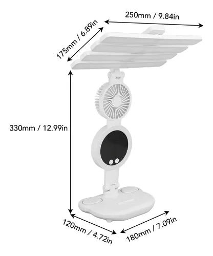 3 In 1 LED Fan With Desk Lamp, Rechargeable LED Desk Lamp with Fan, Portable LED Reading Lamp, Multifunctional Desk Lamp with Phone Holder