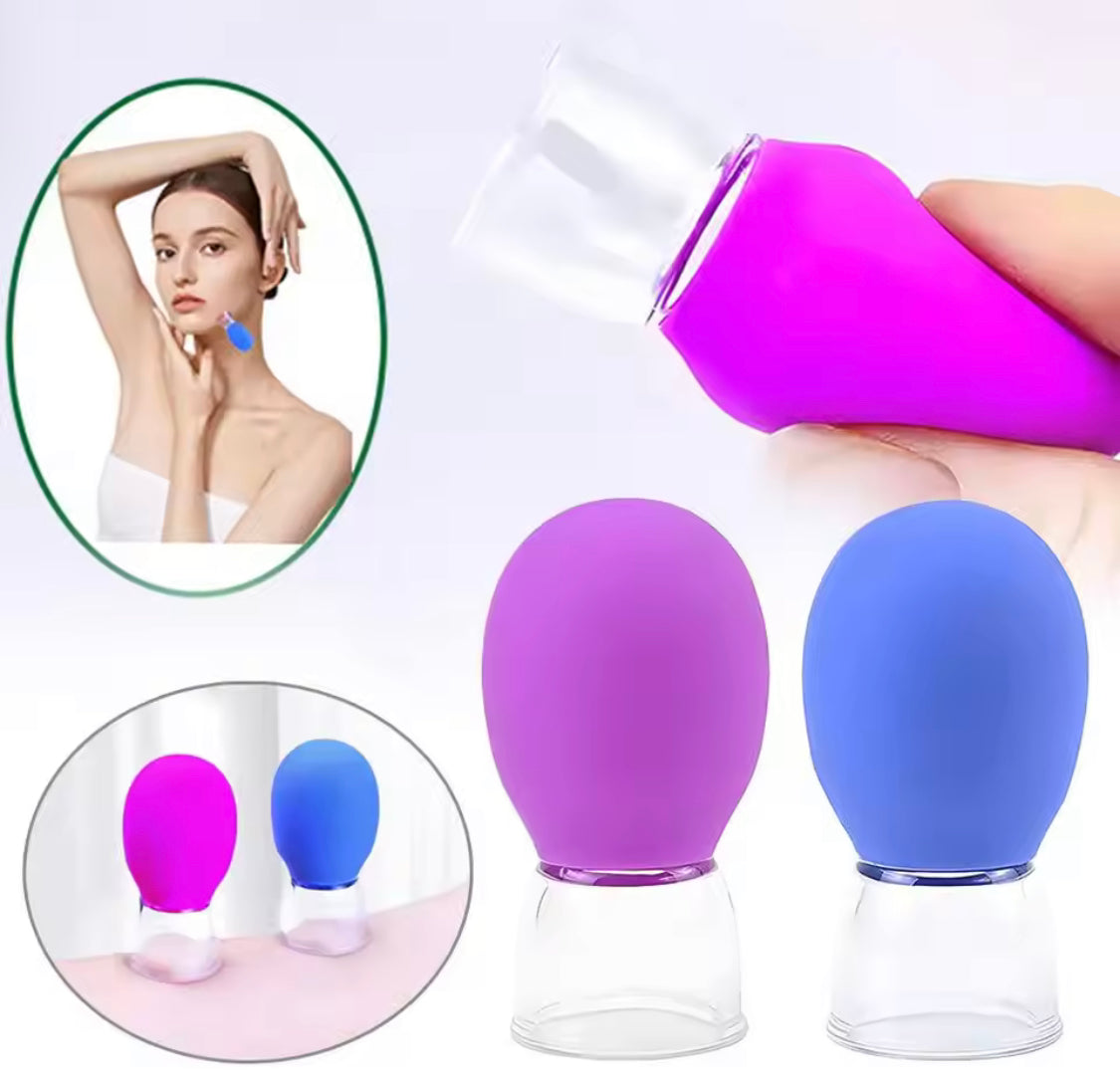 Facial Cupping Vacuum Machine, Facial Lifting Beauty Therapy Tool, Silicone Cupping Cups for Muscle Relaxation