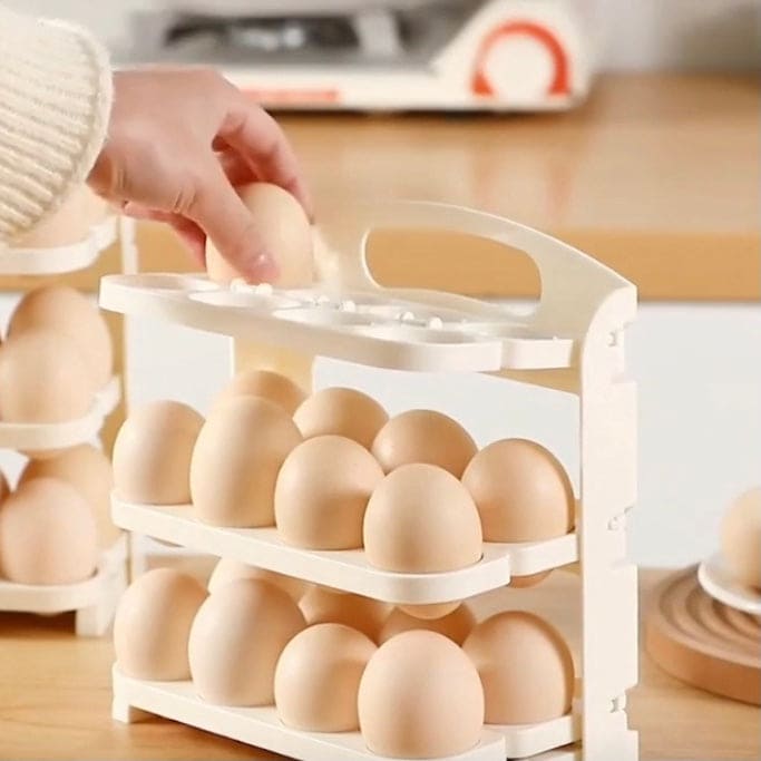 Folding Egg Rack, 24 Grid Egg Storage Holder, 3 Layer Foldable Egg Organizer, Kitchen Countertop Portable Egg Carrier, Home Egg Fresh Storage Box, Fridge Door Egg Rack, Foldable Kitchen Refrigerator Closet Egg Organizer