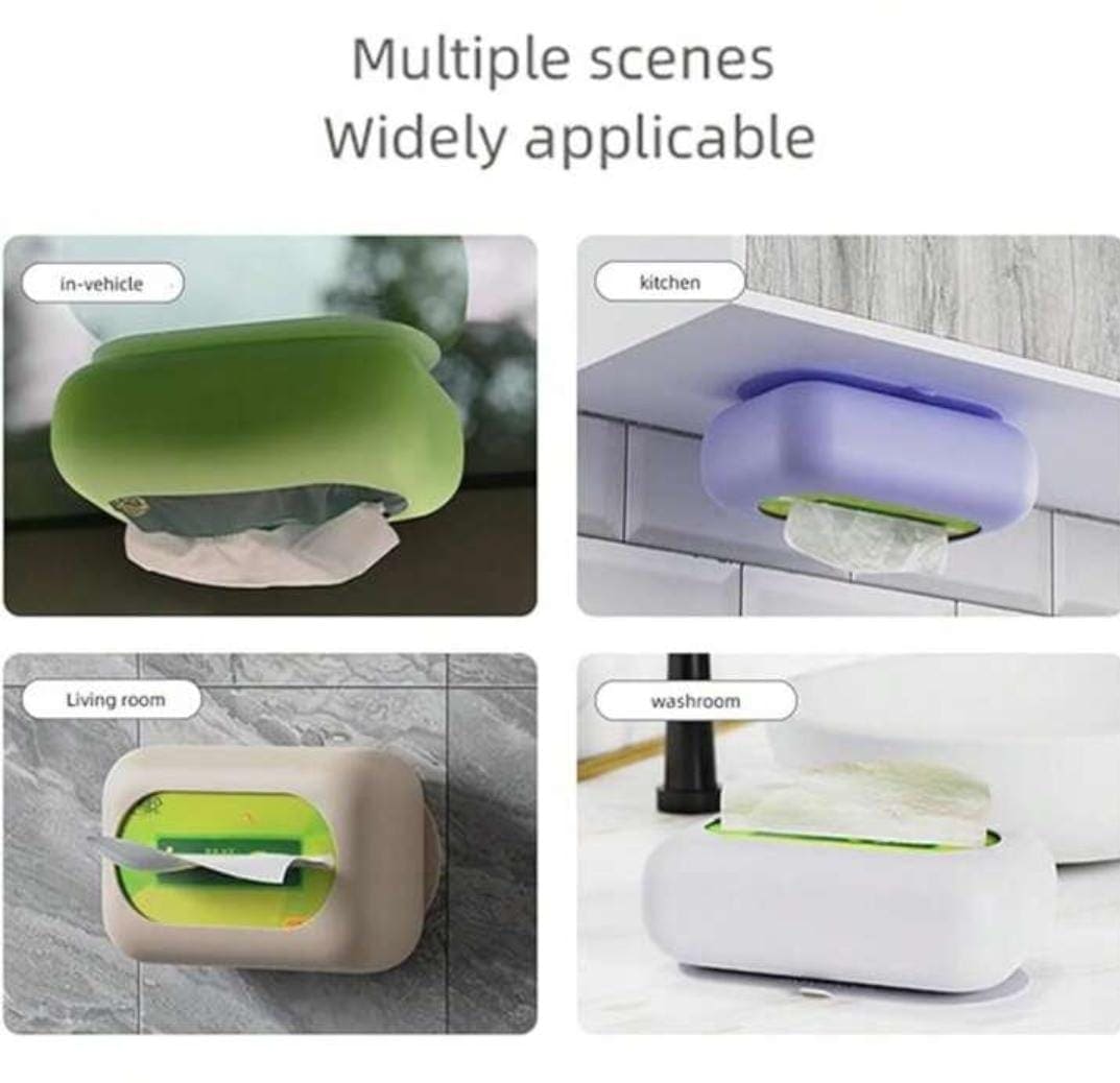 Silicone Tissue Holder Cover, Suction Cup Napkin Storage Cover, Punch Free Tissue Box With Sucker, Foldable Square Napkin Tissue Cover, Universal Refillable Rectangle Tissue Dispenser