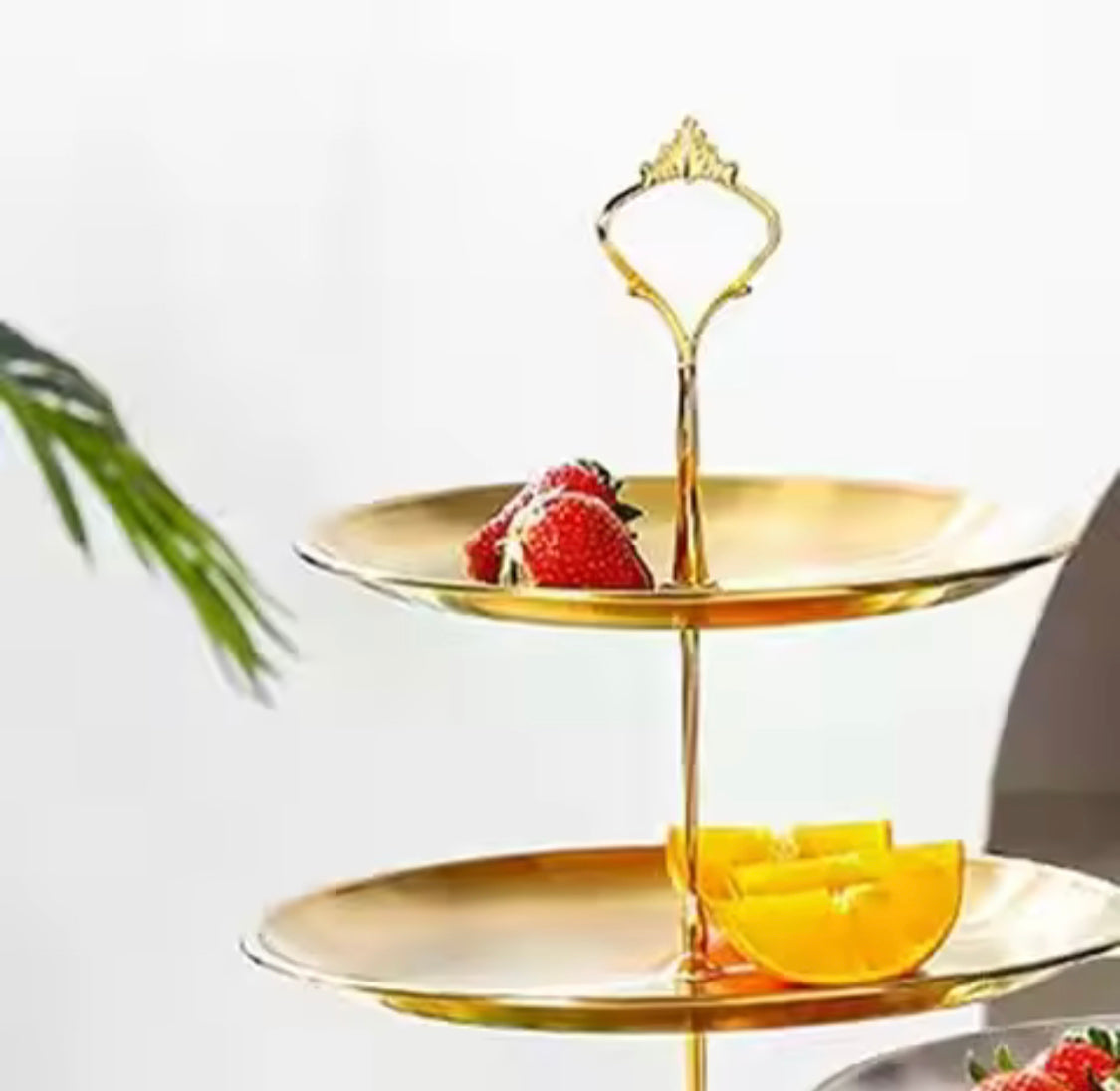 Three Layer Stainless Steel Cake Display Stand, Luxury Gold Dessert Display Stand, Multi Layer Serving Tray, Serving Platter Stand, Elegant Gold Cake Stand with 3 Decorative Serving Trays